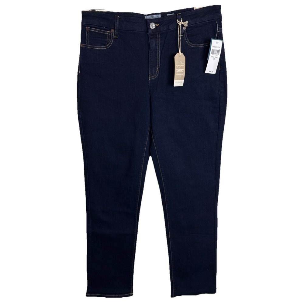 Coldwater Creek Jeans Womens 14 The Creek Mid Rise Straight Denim Blue Dark Wash